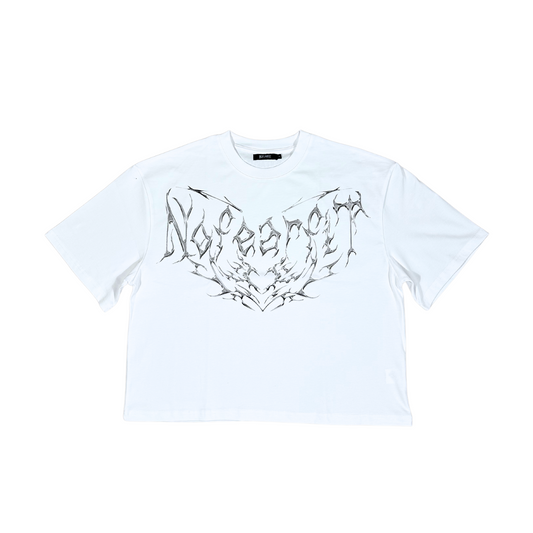 Chrome edge oversized boxy fit cropped T-shirt - white