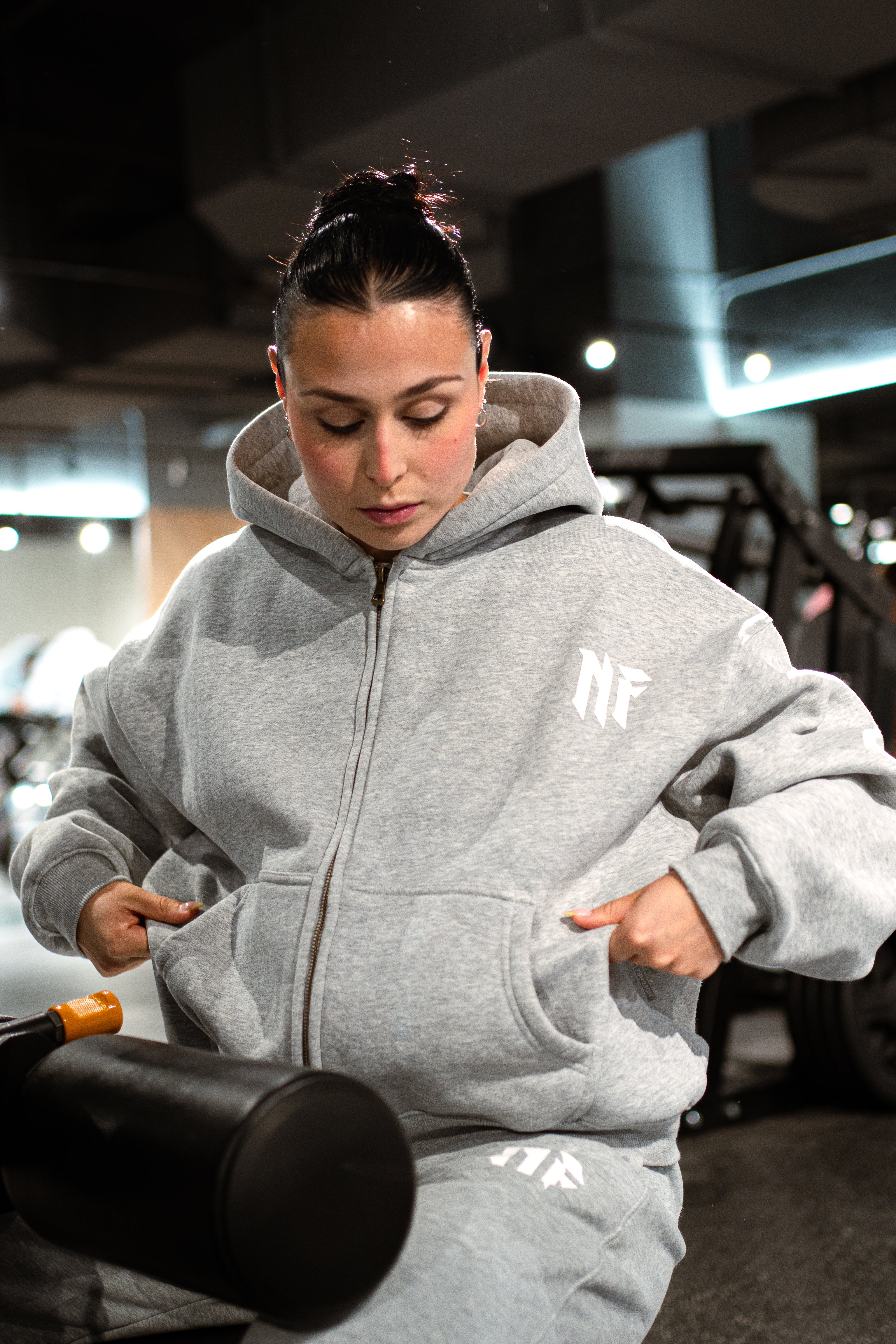 Boxy Zip-Up Hoodie - Gray