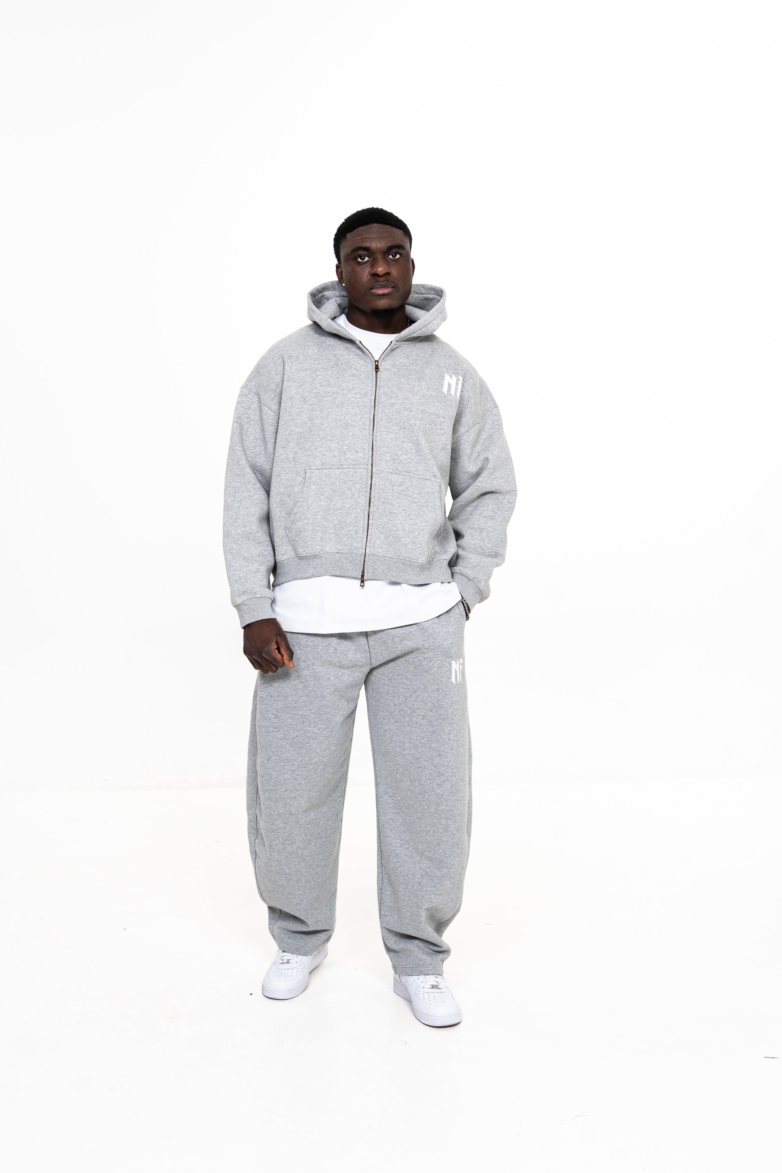 Boxy Zip-Up Hoodie - Gray