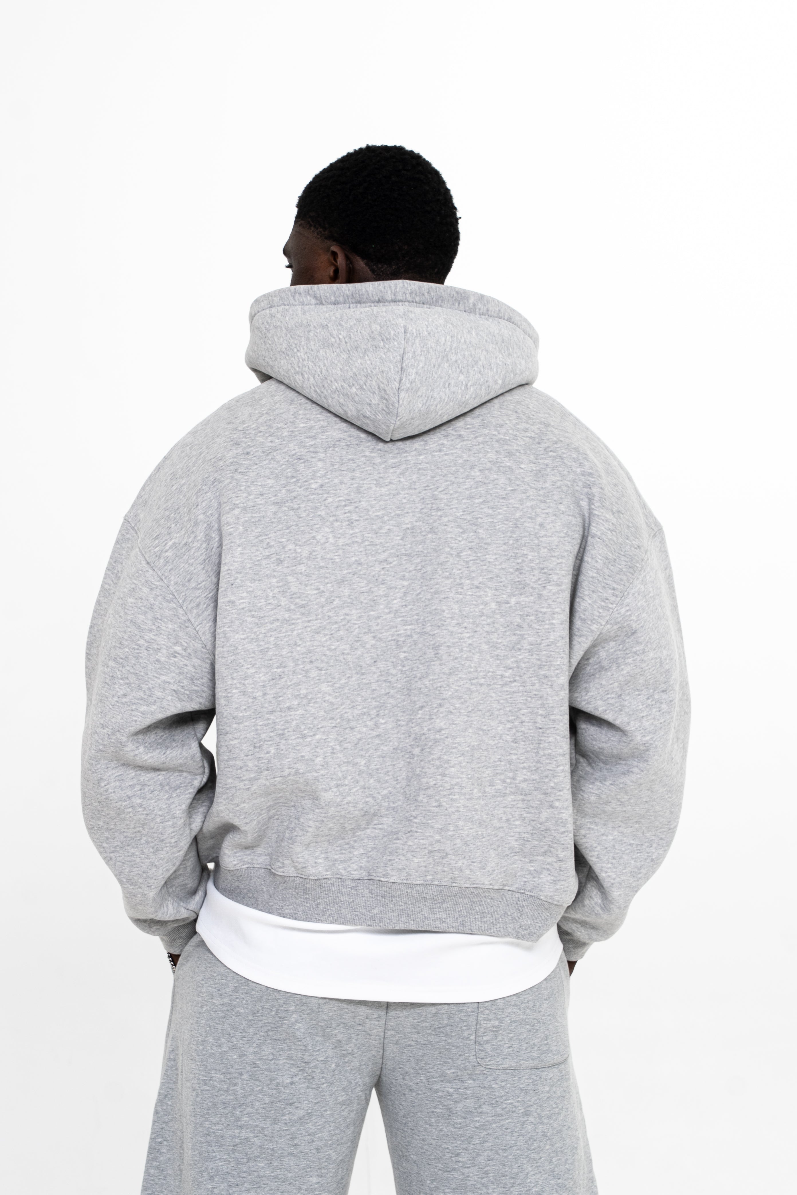 Boxy Zip-Up Hoodie - Gray