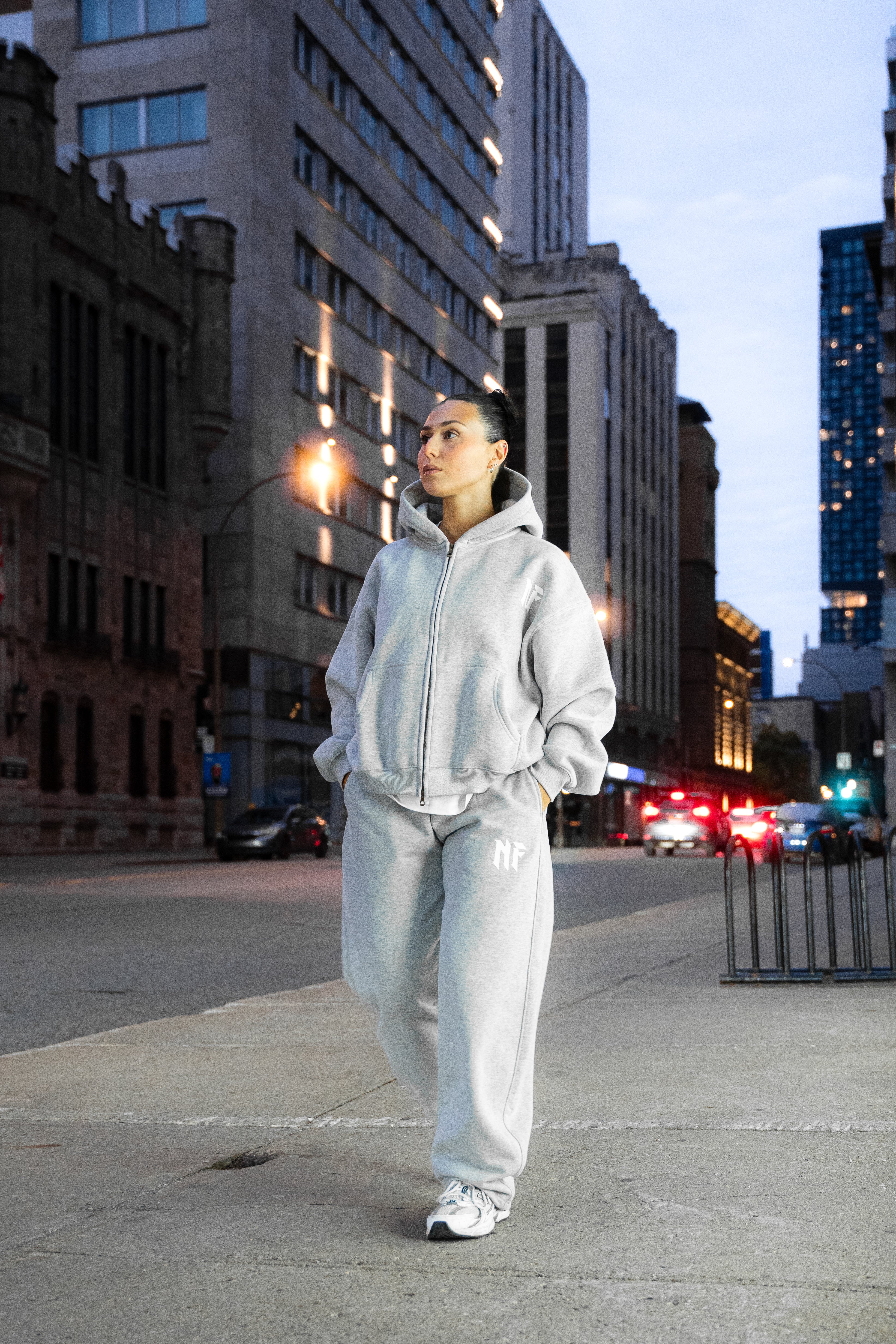 Boxy Zip-Up Hoodie - Gray