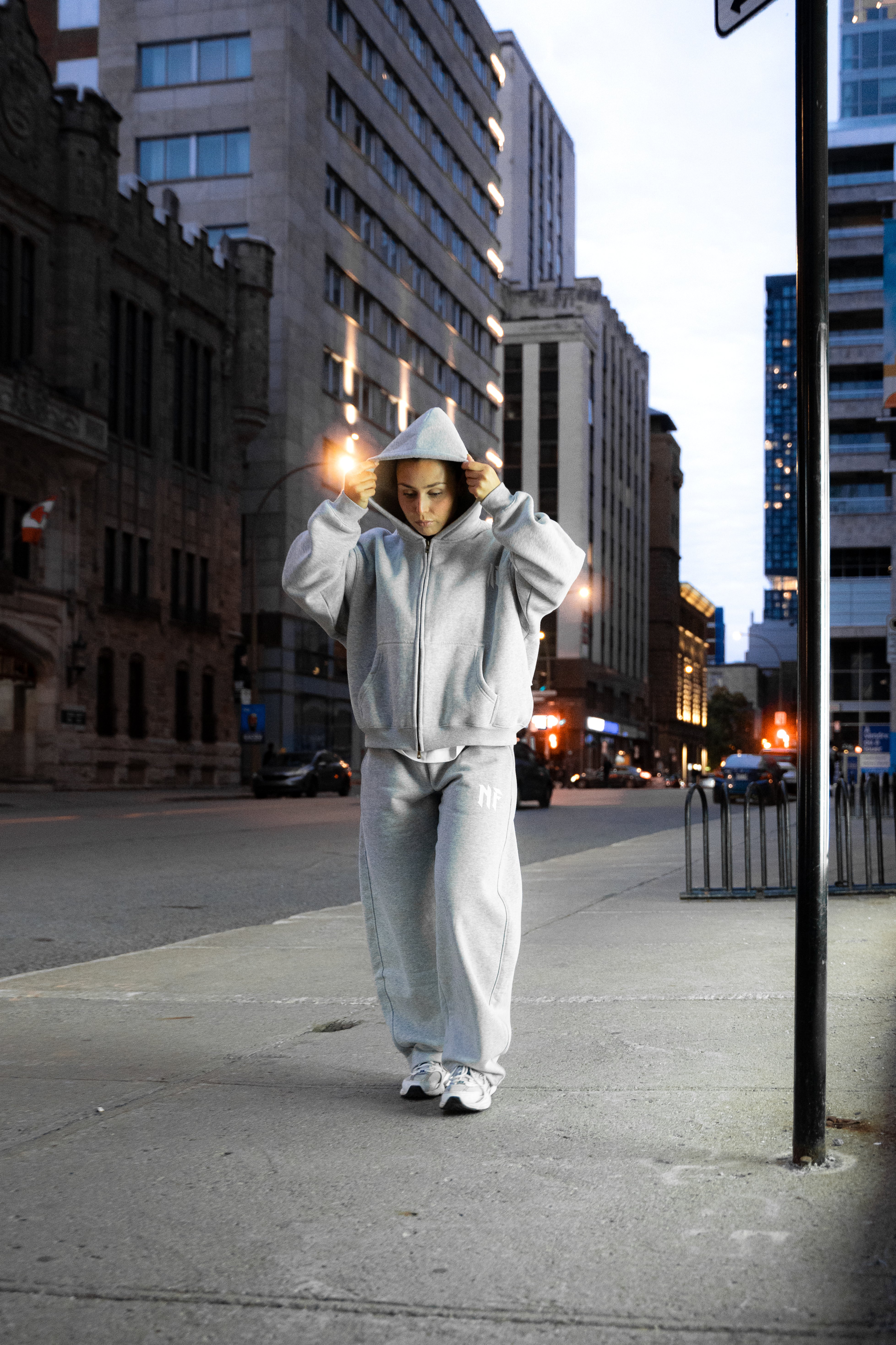 Boxy Zip-Up Hoodie - Gray