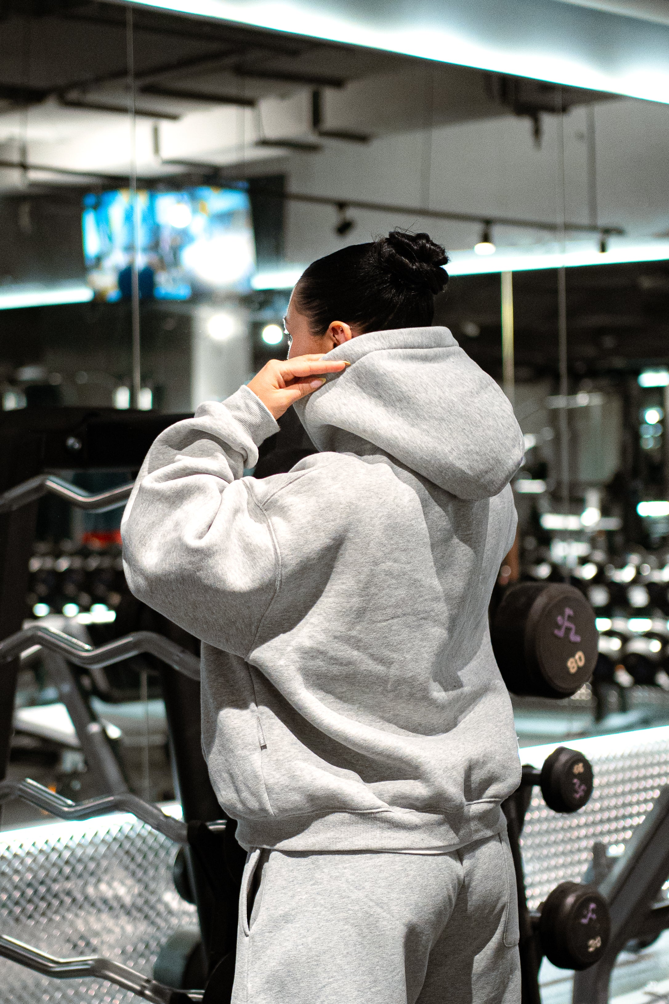 Boxy Zip-Up Hoodie - Gray